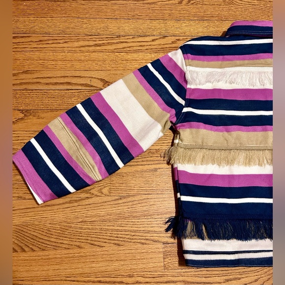 NWT Anthropologie Alexandra Bueno Fringe Western Cowboy Striped Coat Jacket - Picture 8 of 8